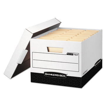 Bankers Box® R-kive Heavy-duty Storage Boxes, Letter-legal Files, 12.75" X 16.5" X 10.38", White-black, 12-carton freeshipping - TVN Wholesale